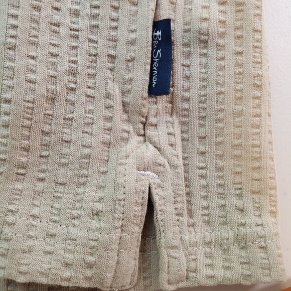 NWT BEN SHERMAN SZ L Seersucker 100% Cotton Knit Short Sleeve Button Down Shirt - Picture 8 of 11